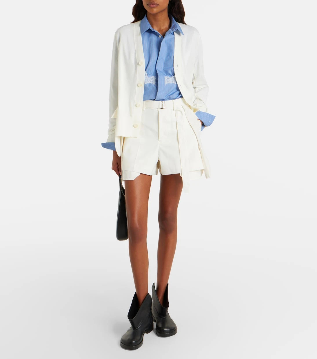 Sacai - Paneled denim shorts