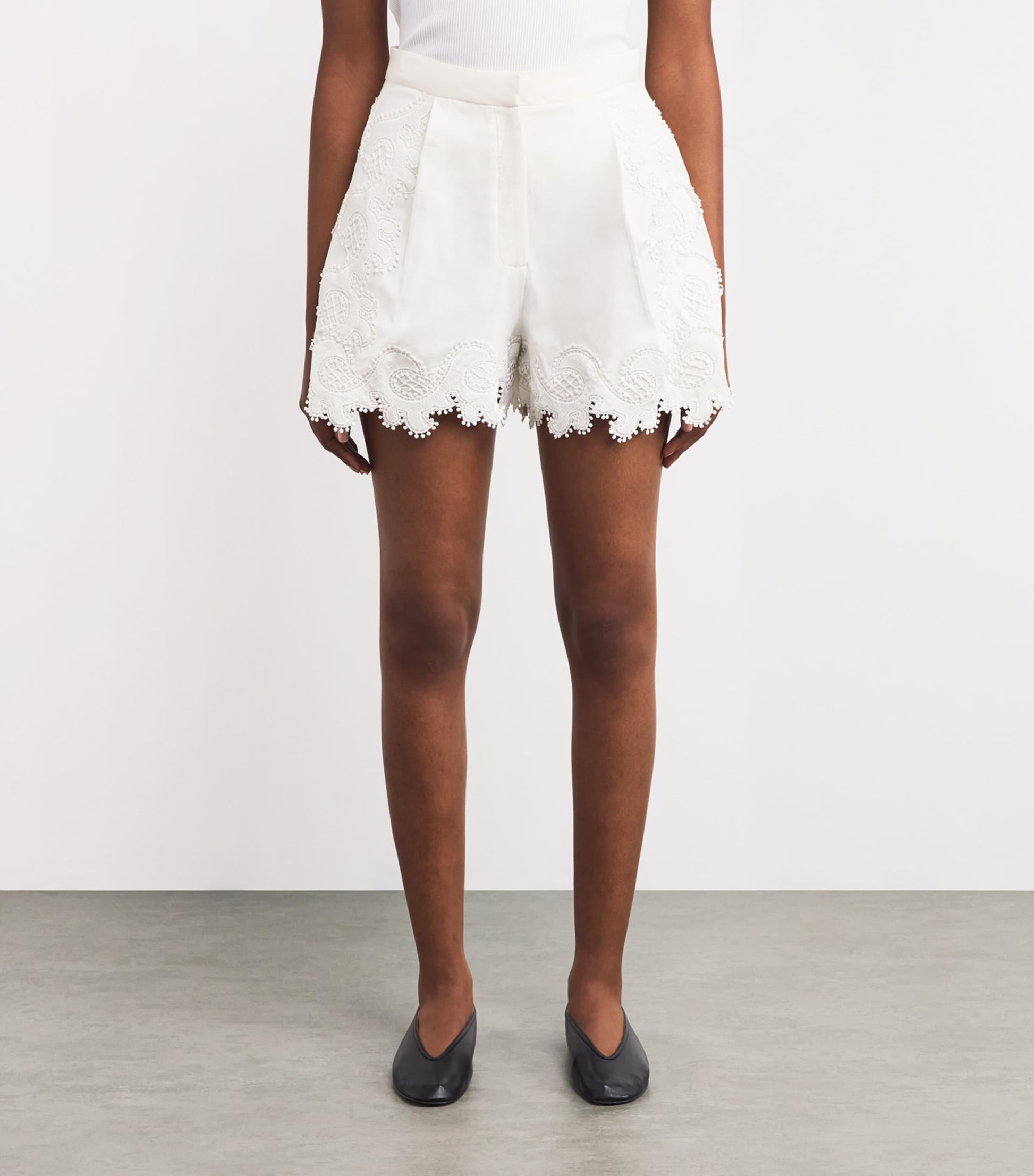 White Lace Tailored Shorts