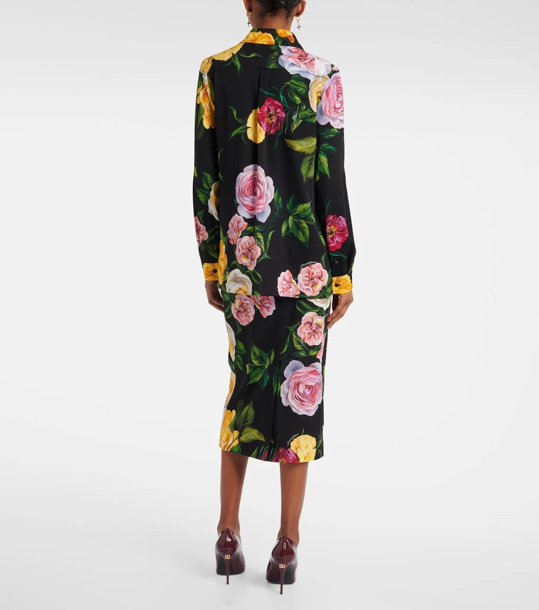 Dolce&Gabbana - Çiçekli ipek karışımlı şarmöz gömlek