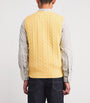 Yellow Wool-Cashmere Cable-Knit Sweater Vest