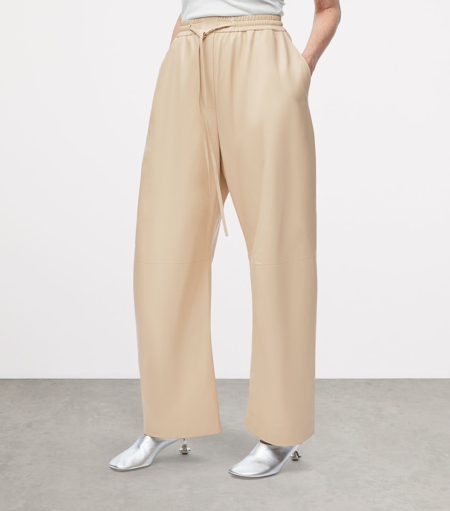 LOEWE Beige EXCLUSIVE Lambskin Wide-Leg Silver Capsule Barrel Trousers