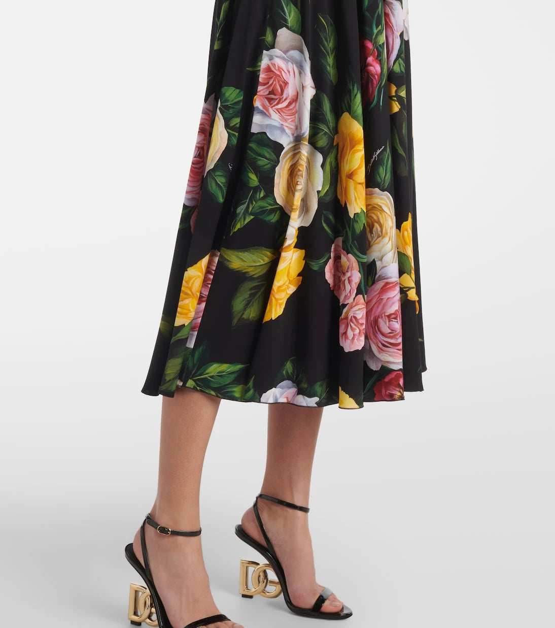 Dolce&Gabbana - Floral silk-blend charmeuse midi skirt