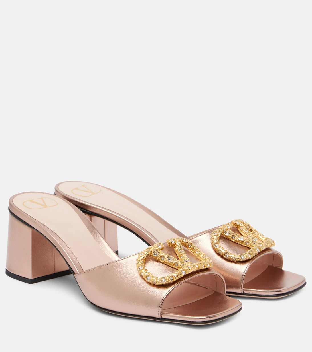 Valentino Garavani - VLogo 60 metallic leather mules