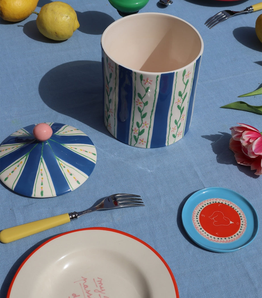 Earthenware Flower Storage Jar (23cm)