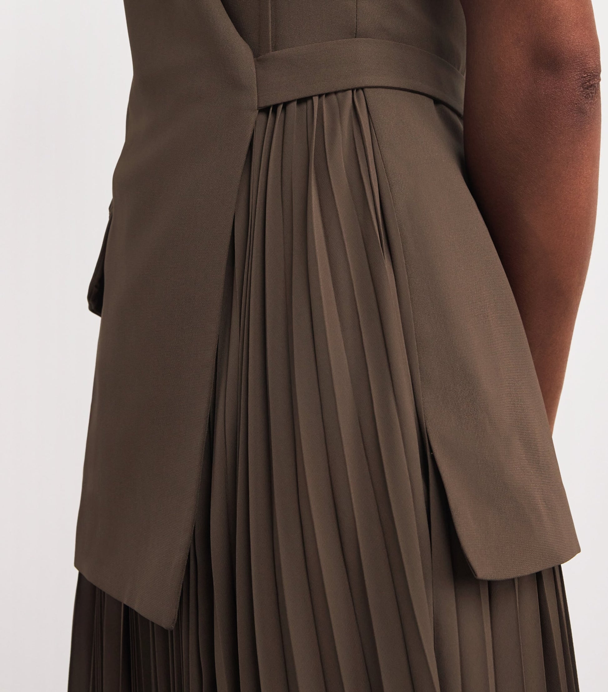 Pleated Blazer Helena Midi Dress COCOA