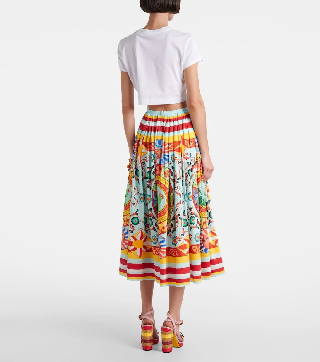 Dolce&Gabbana - Cropped printed cotton T-shirt