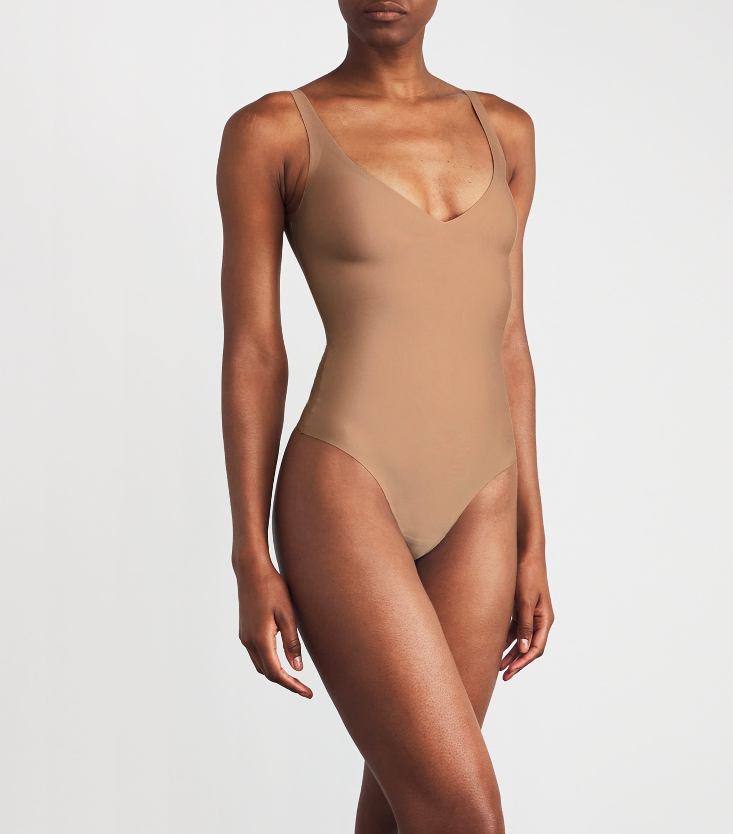 Beige Plunge Bodysuit