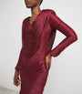 Marmar Halim Burgundy Ruched V-Neck Gown