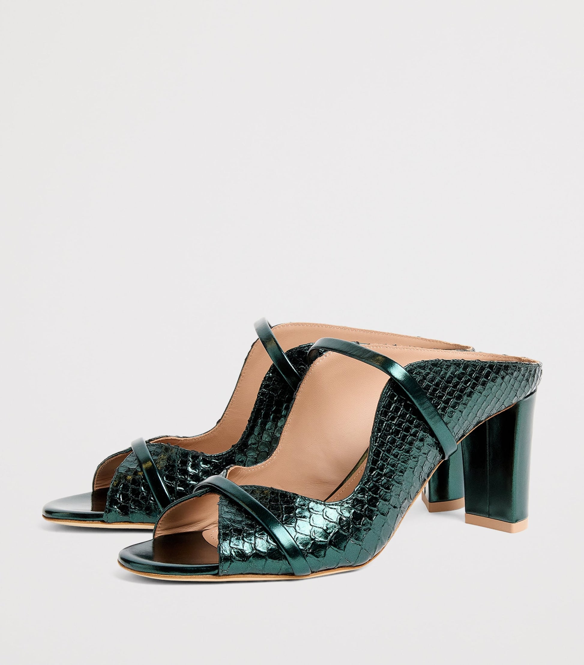 Malone Souliers Green Leather Crocodile-Effect Norah Mules 70