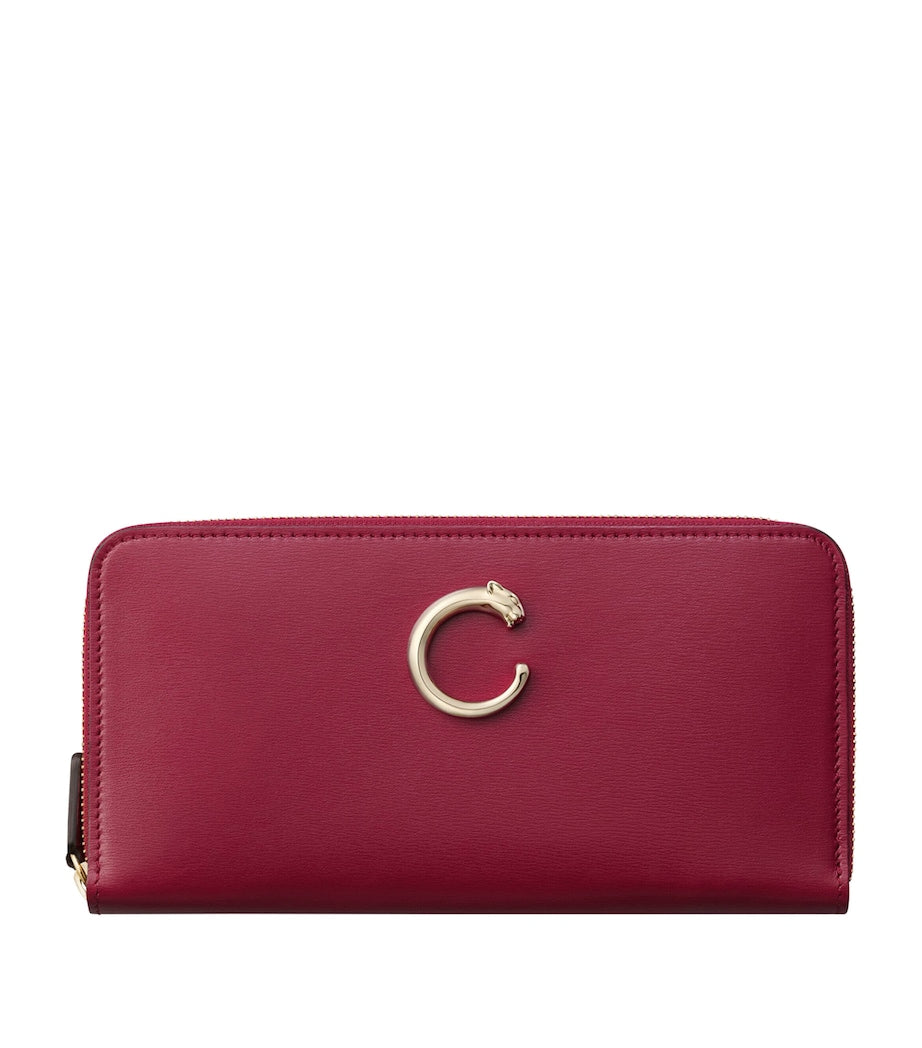 Red Calfskin Panthère de Cartier Wallet