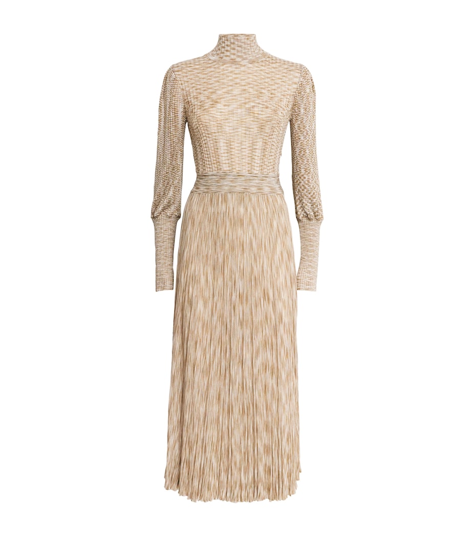 VALENTI Beige Knitted Saoirse Midi Dress