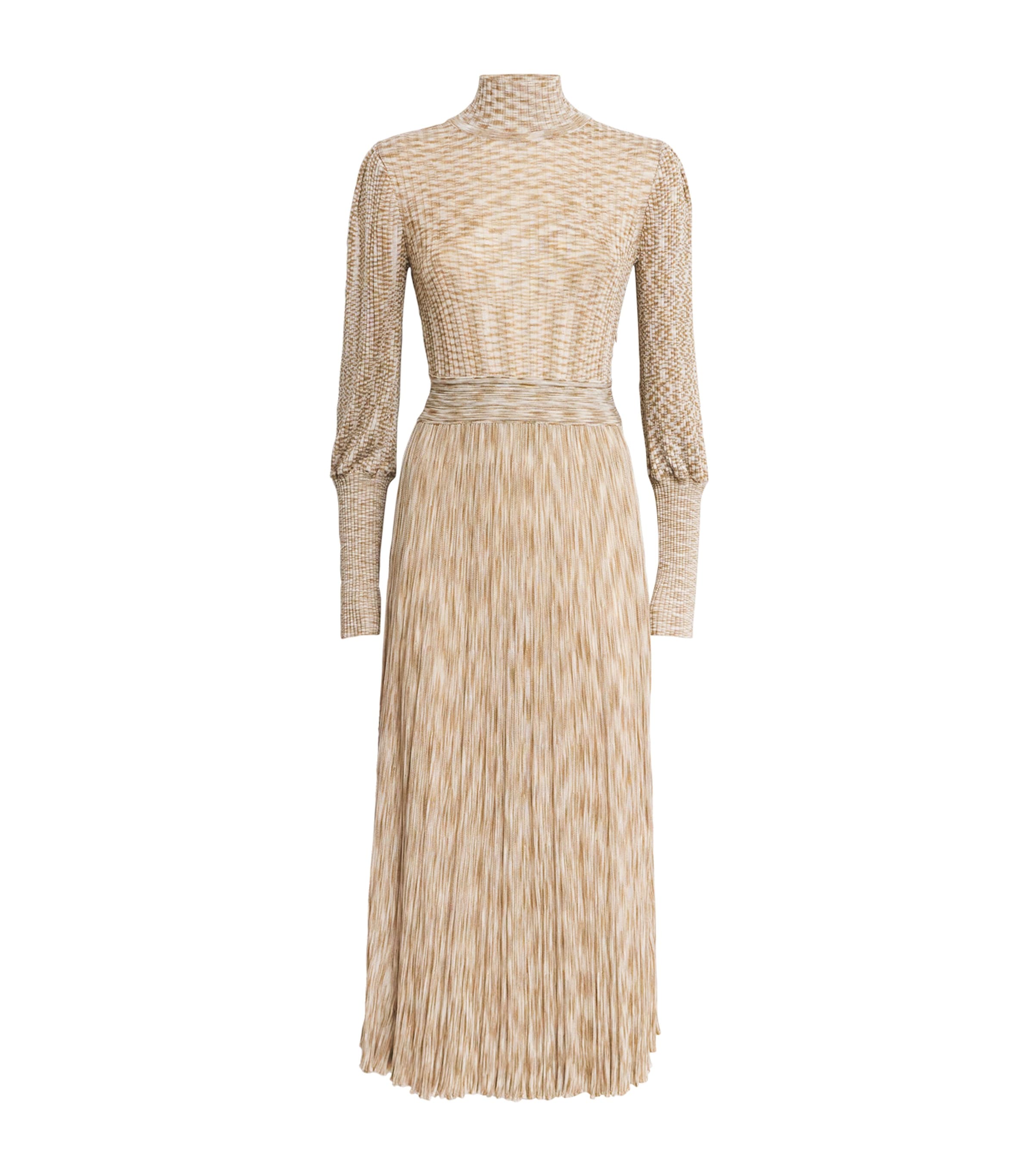 VALENTI Beige Knitted Saoirse Midi Dress