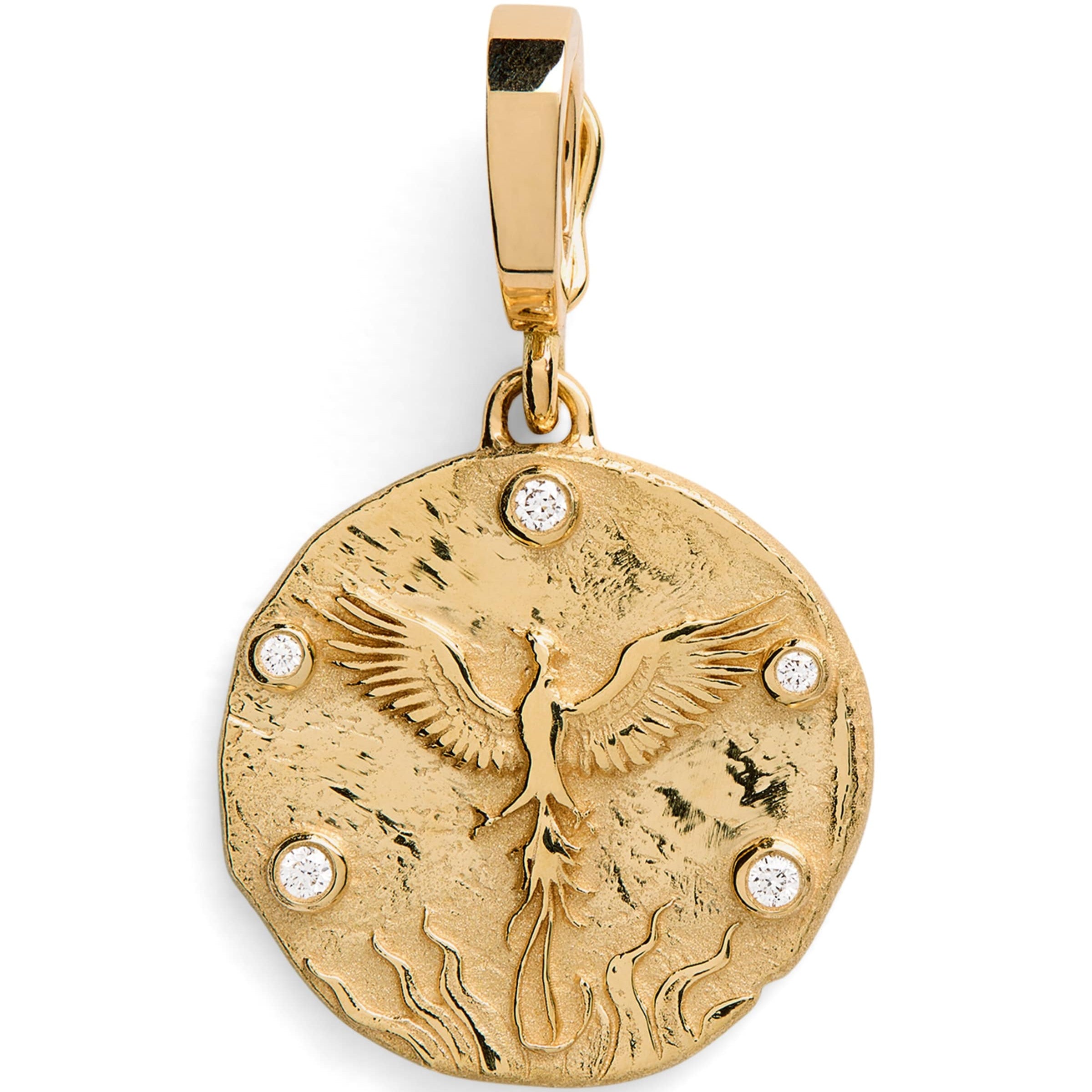 Yellow Gold and Diamond Phoenix Coin Charm