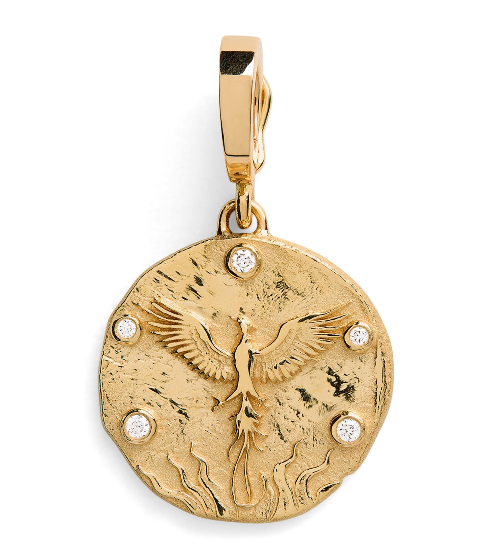 Yellow Gold and Diamond Phoenix Coin Charm