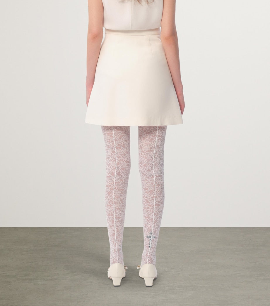 Valentino Ivory Virgin Wool-Silk Mini Skirt