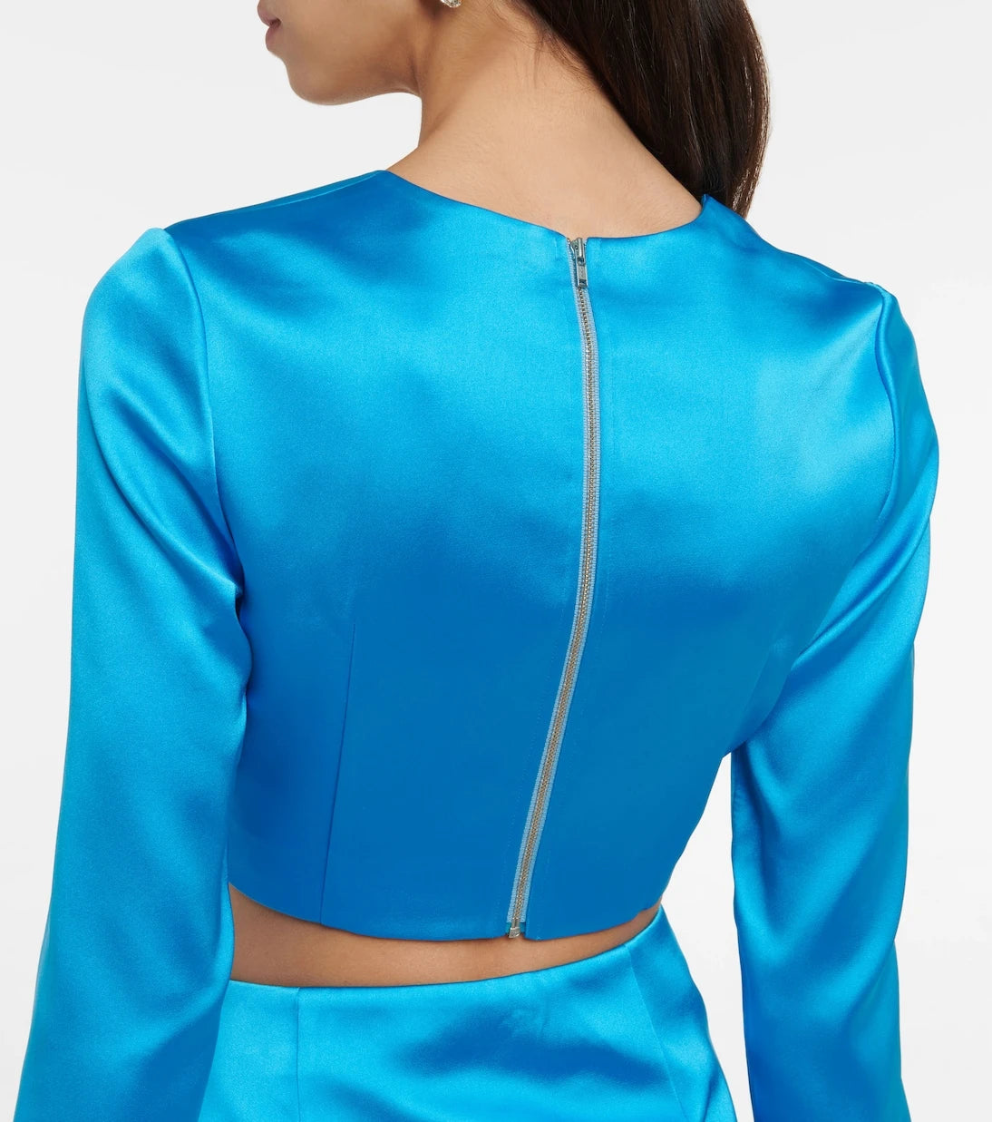 Self-Portrait - Crystal-embellished satin crop top