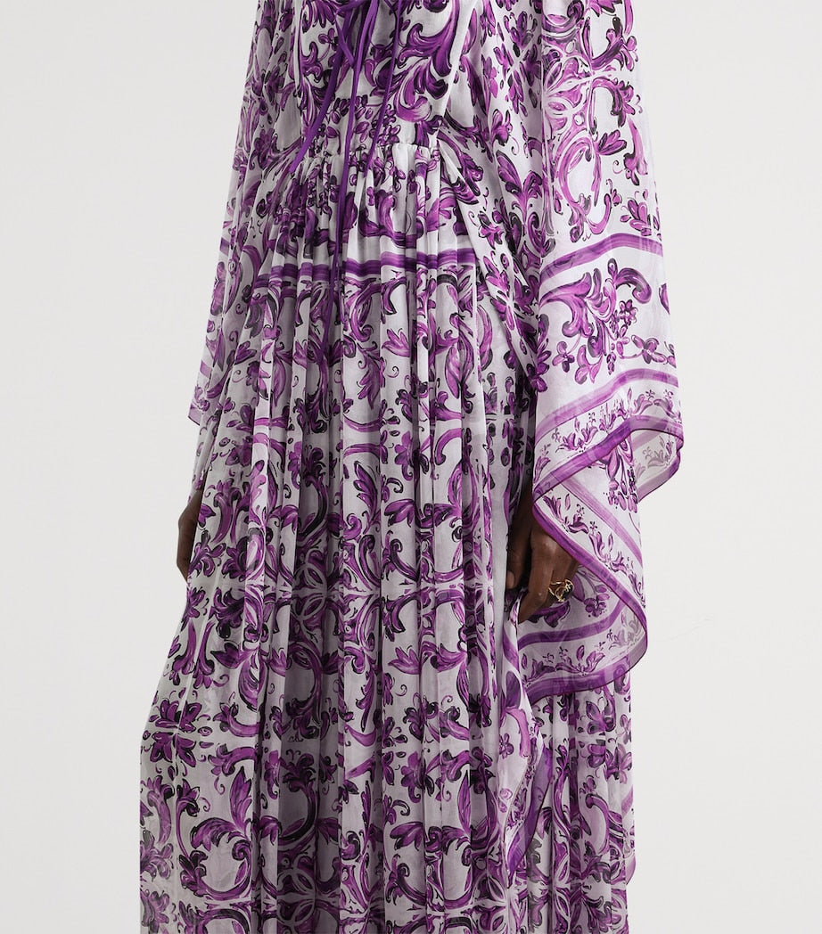 Multi Silk Majolica Print Kaftan Dress