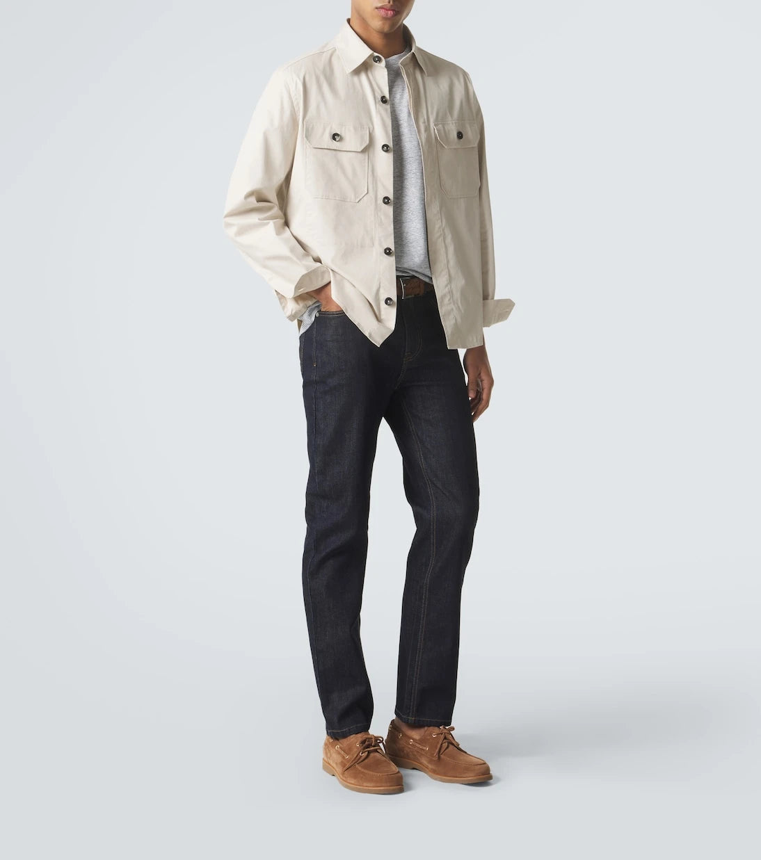 Brioni - Striped linen and cotton T-shirt
