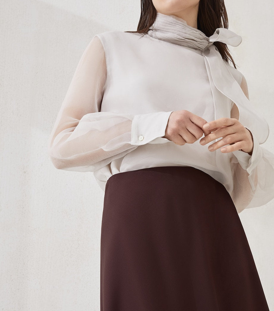 Virgin Wool-Blend Twill Flute Skirt Skirt