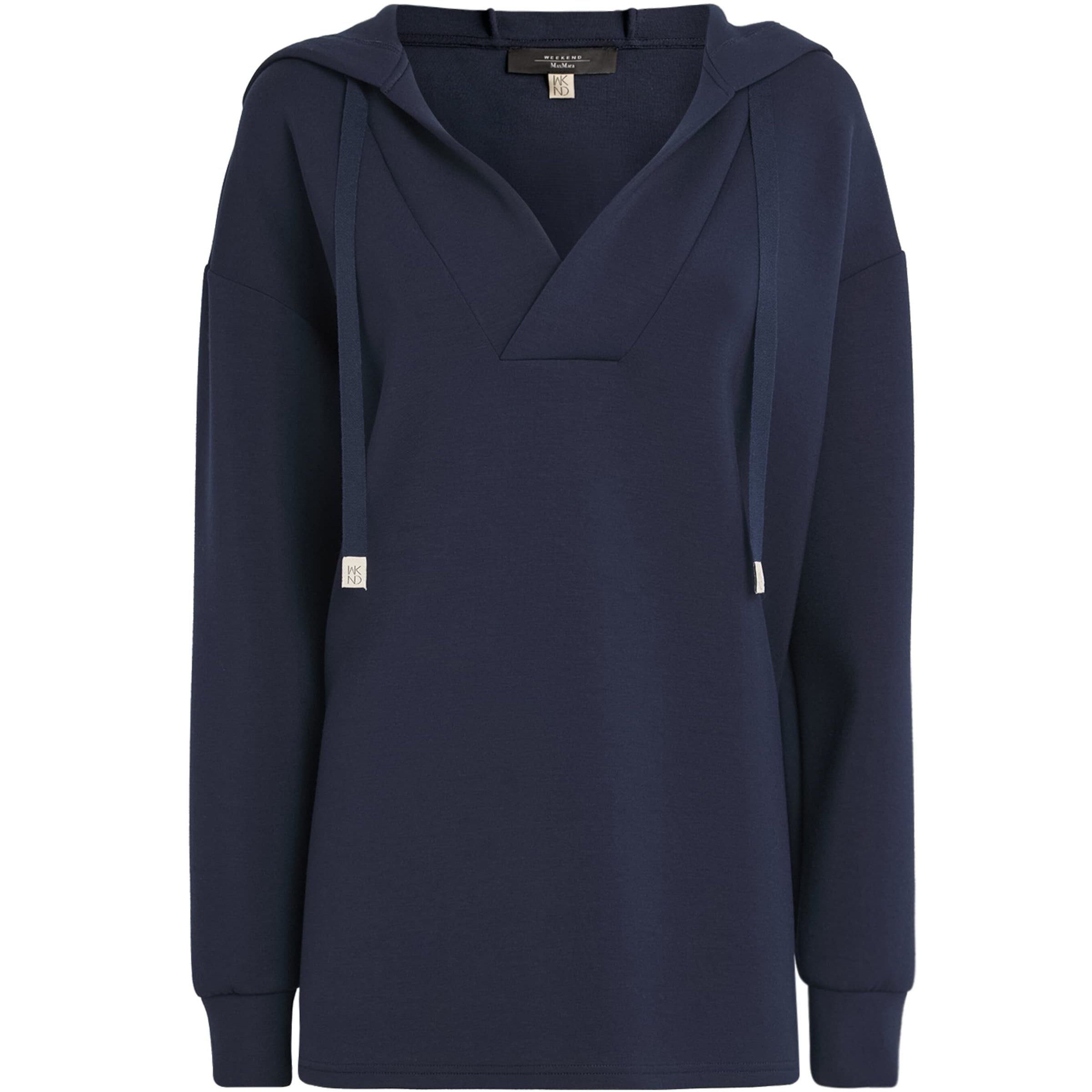 Weekend Max Mara Blue V-Neck Drawstring Hoodie