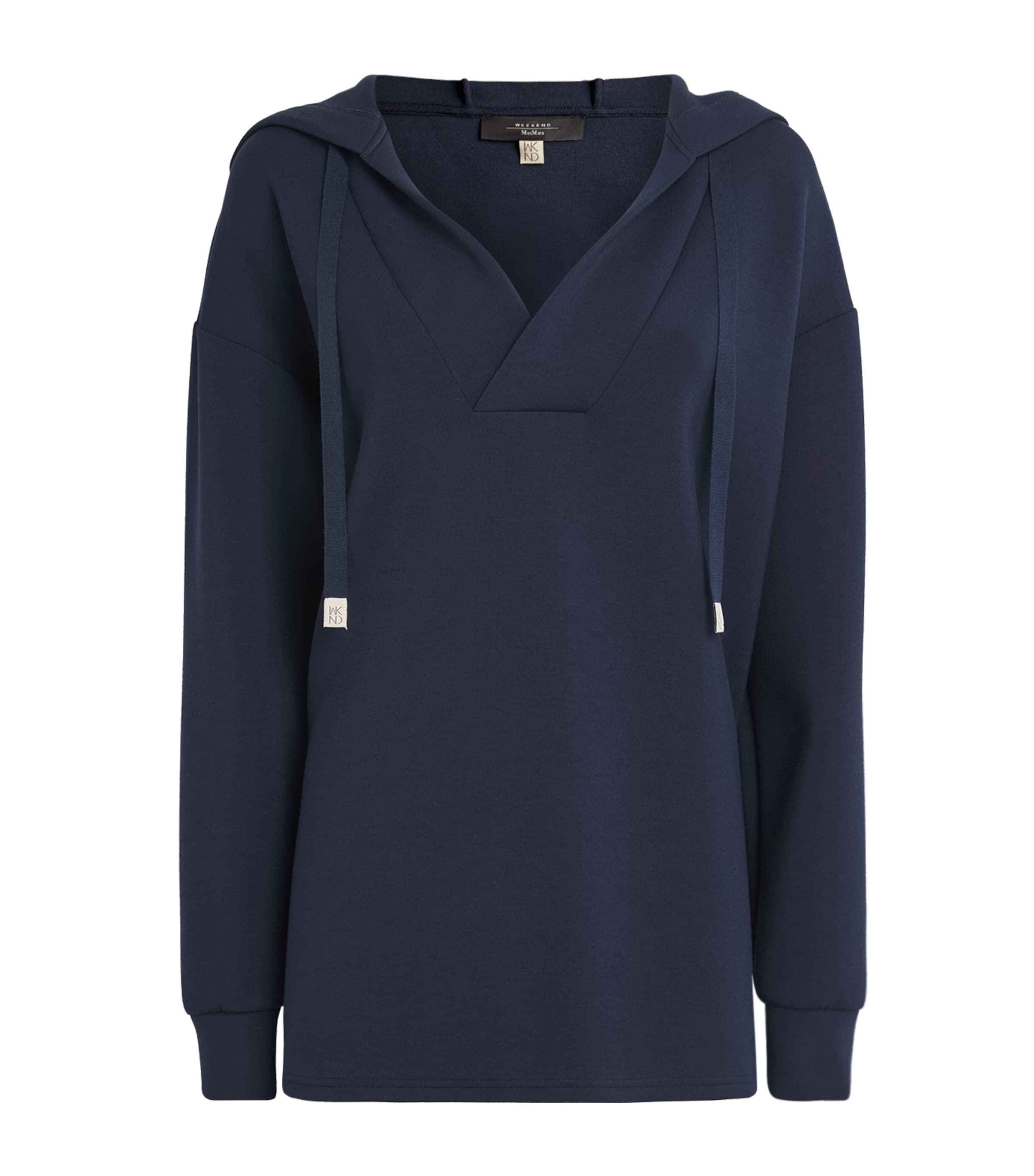 Weekend Max Mara Blue V-Neck Drawstring Hoodie