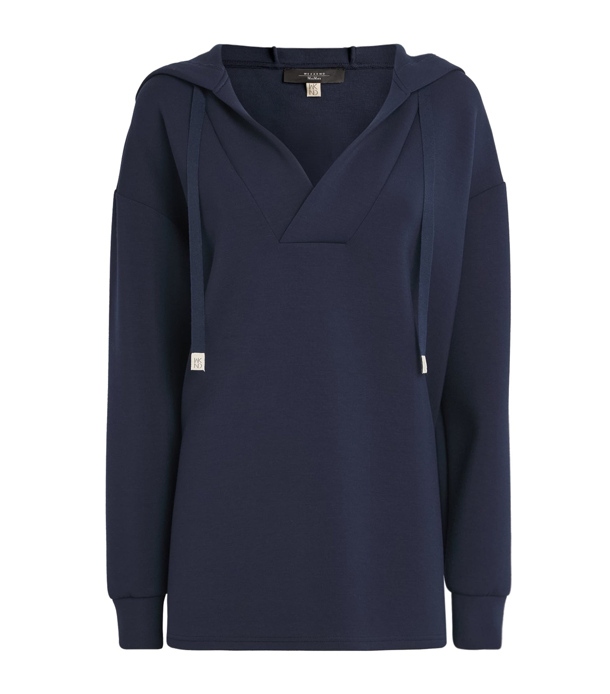 Weekend Max Mara Blue V-Neck Drawstring Hoodie