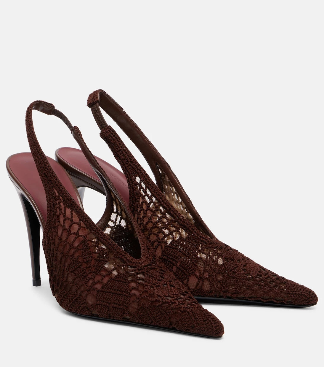 Magda Butrym - Crochet-trimmed leather slingback pumps