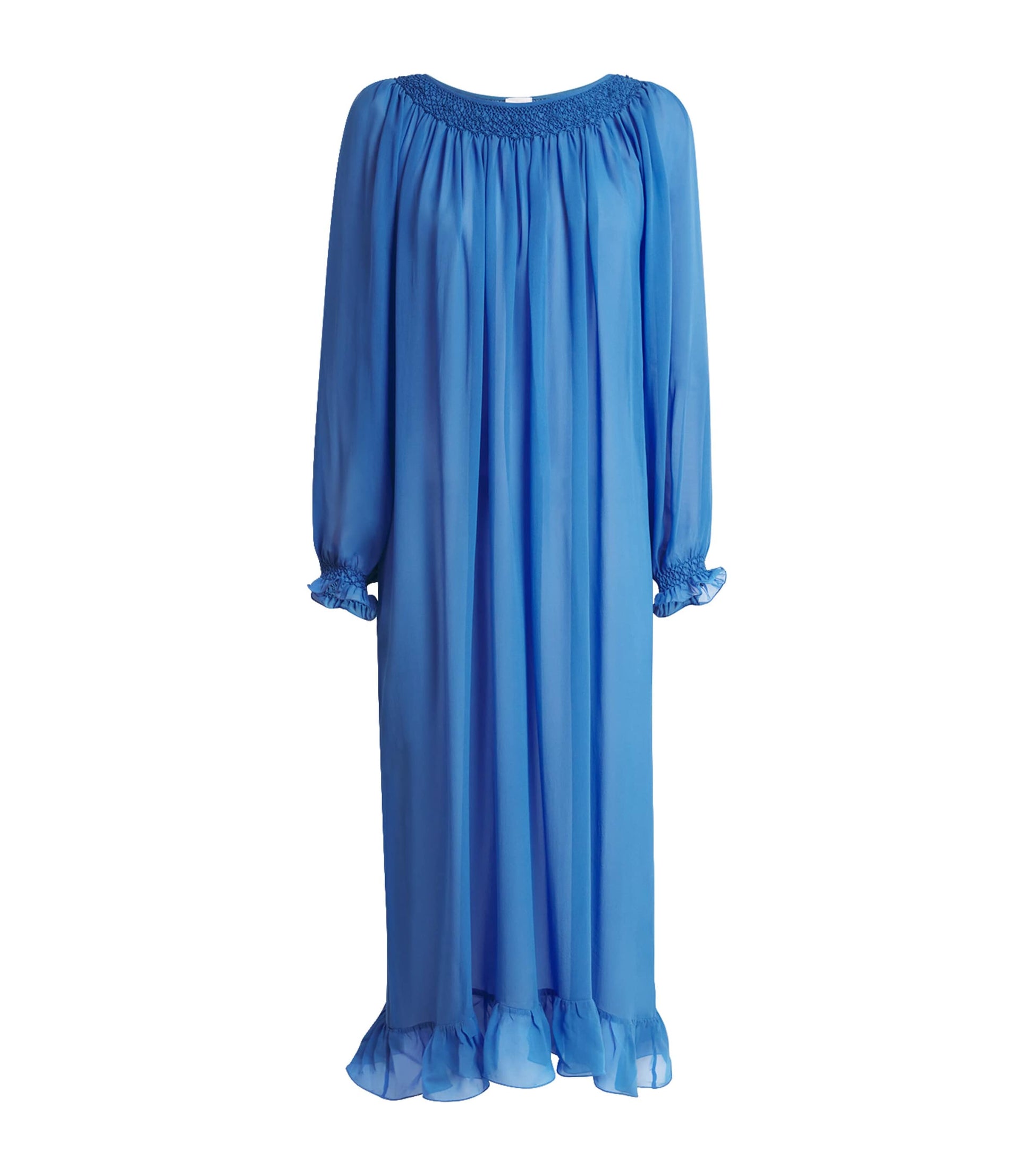 Loretta Caponi Blue Silk Sheer Severa Nightdress