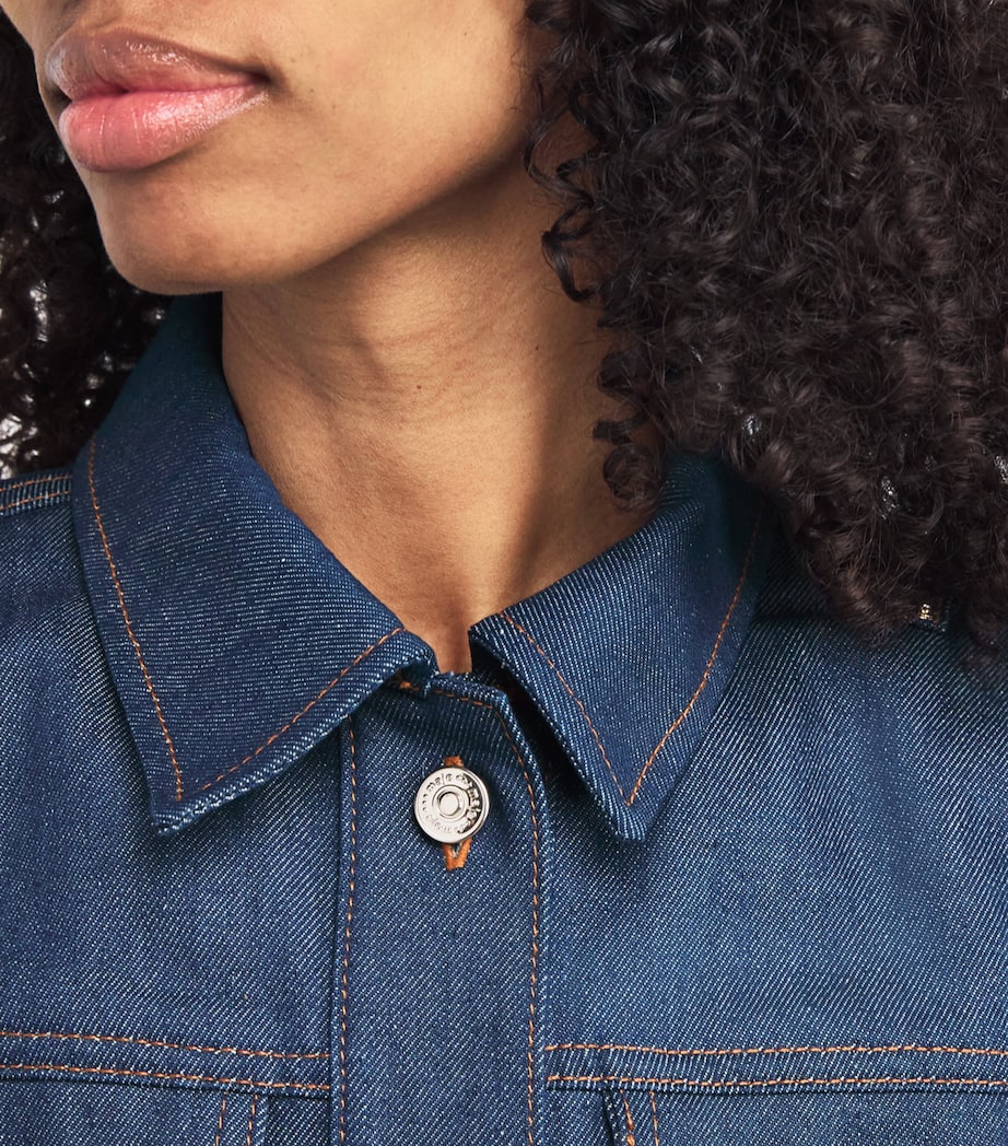 Blue Cropped Sleeveless Denim Jacket