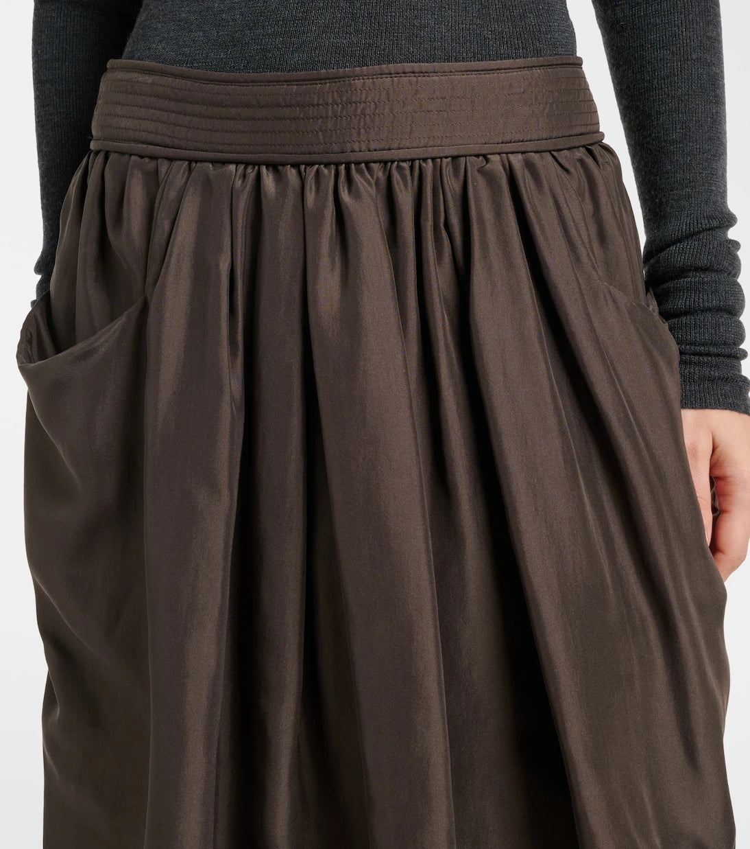 Lemaire - Draped semi-sheer silk midi skirt