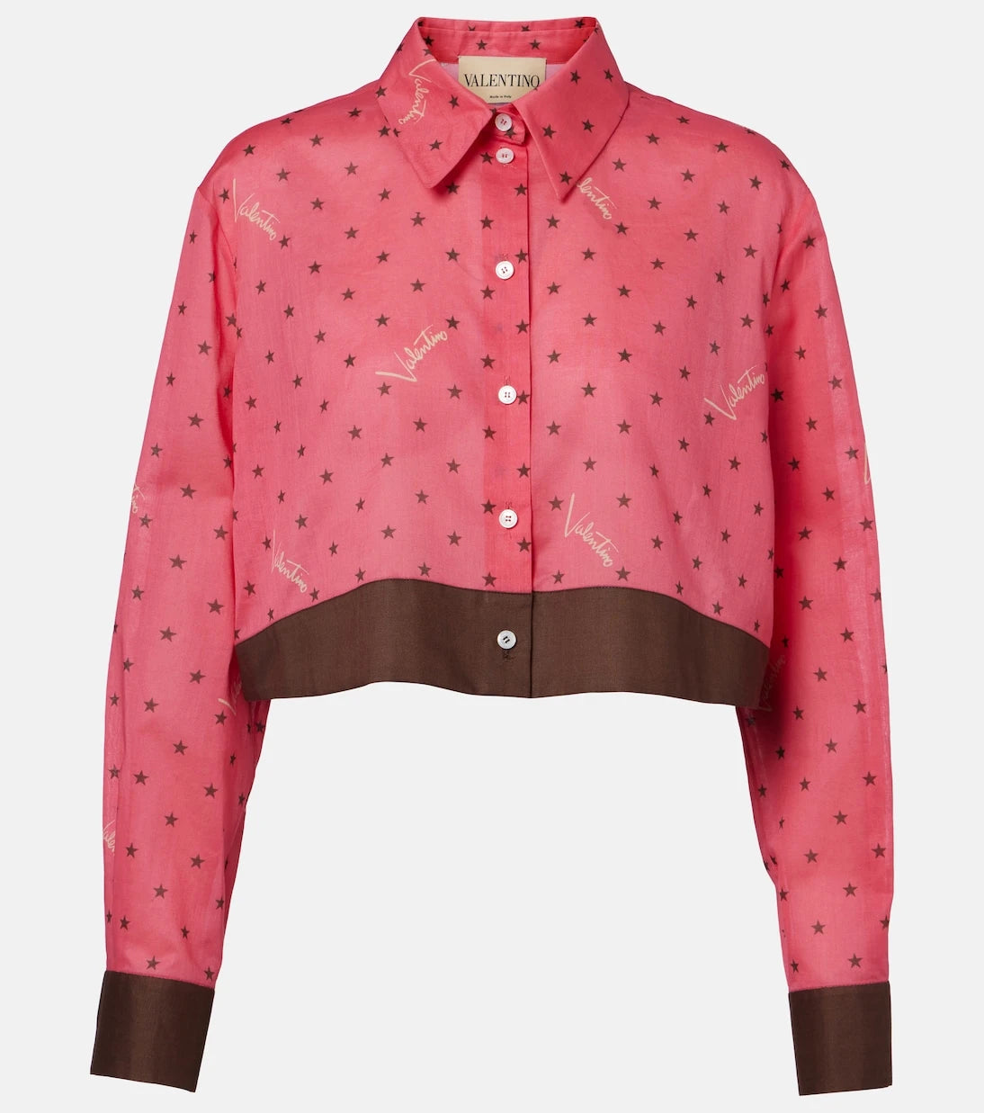 Valentino - Cropped printed cotton shirt
