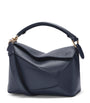 LOEWE Navy Small Leather Puzzle Edge Top-Handle Bag