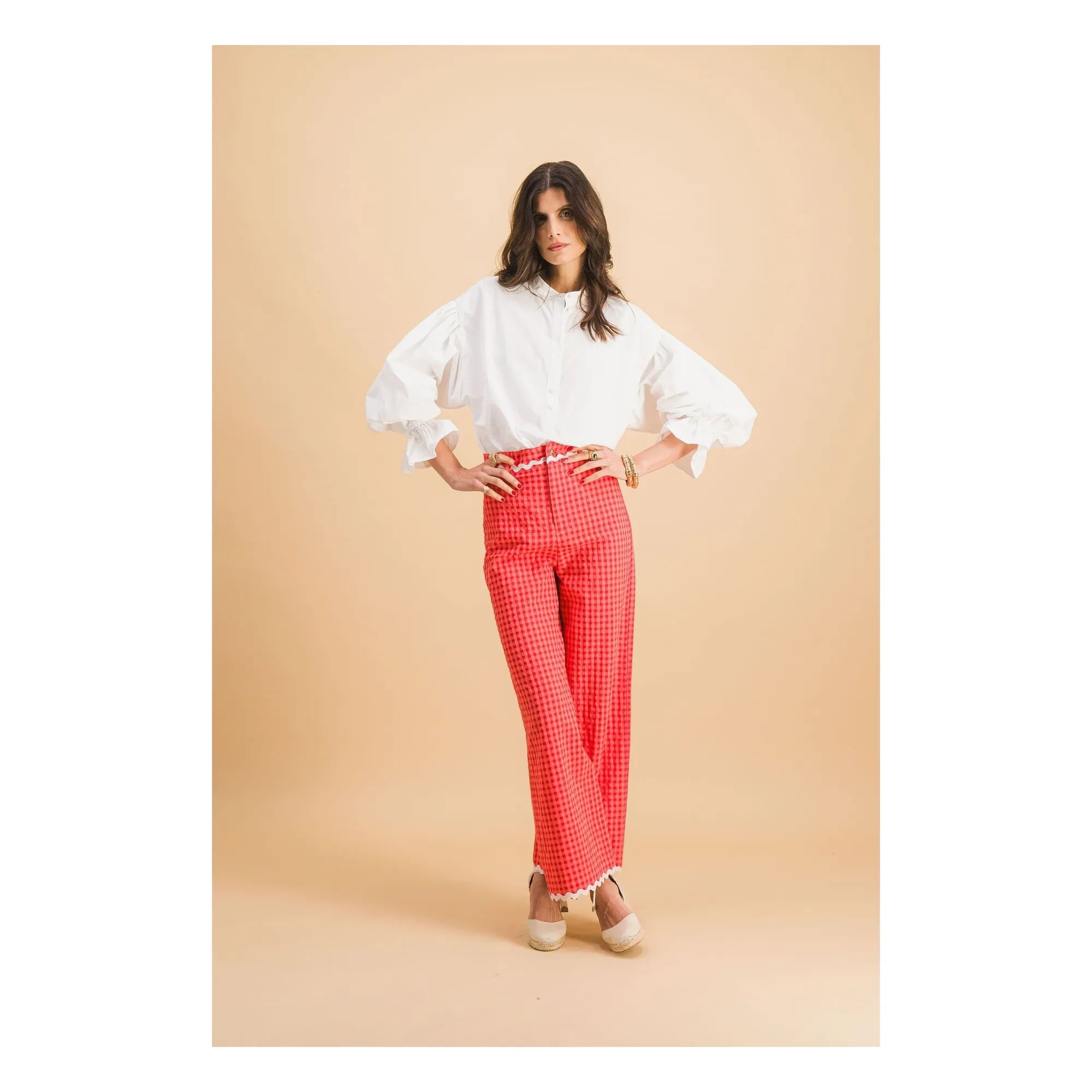 Elise Chalmin - Georgia Cotton plaid pants | Red