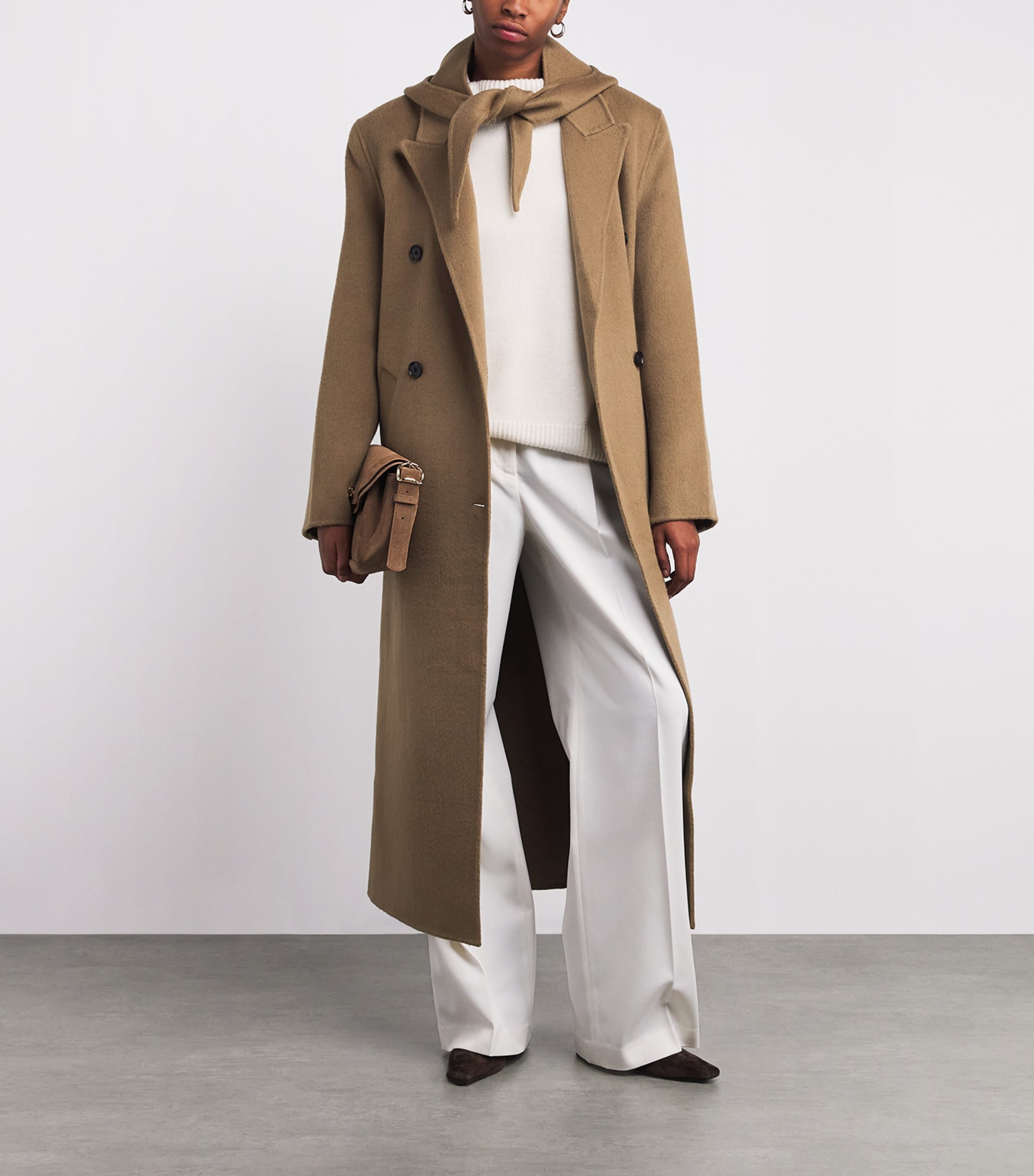 Beige Wool Double-Breasted Deja Coat