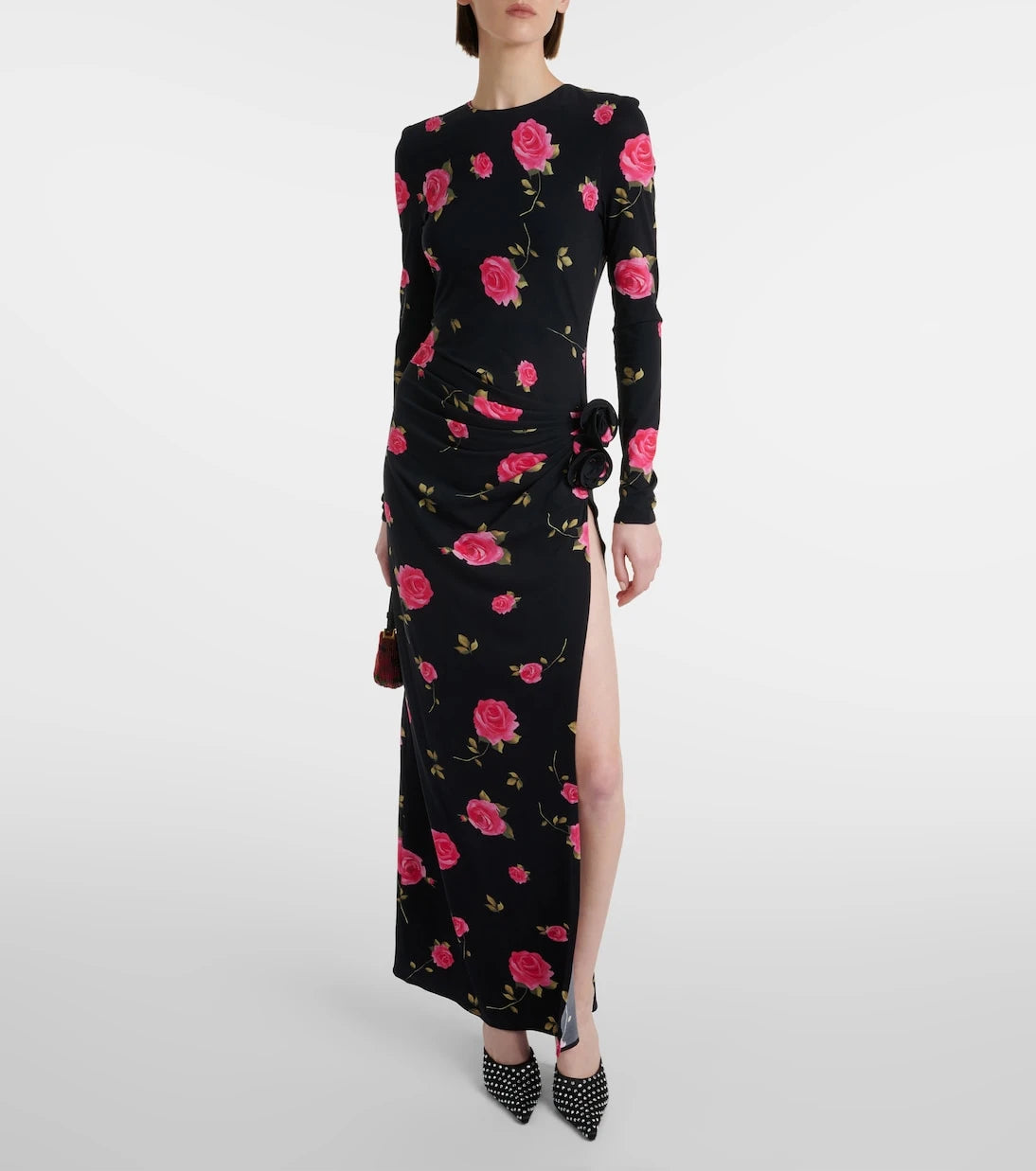 Magda Butrym - Floral-appliqué gathered maxi dress