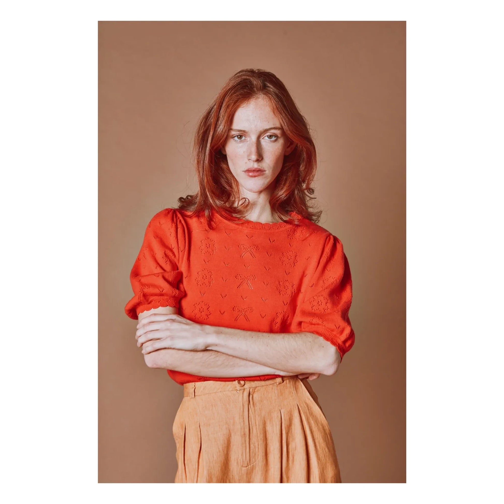 Emile et Ida - Organic Cotton Knotted Openwork Sweater | Poppy
