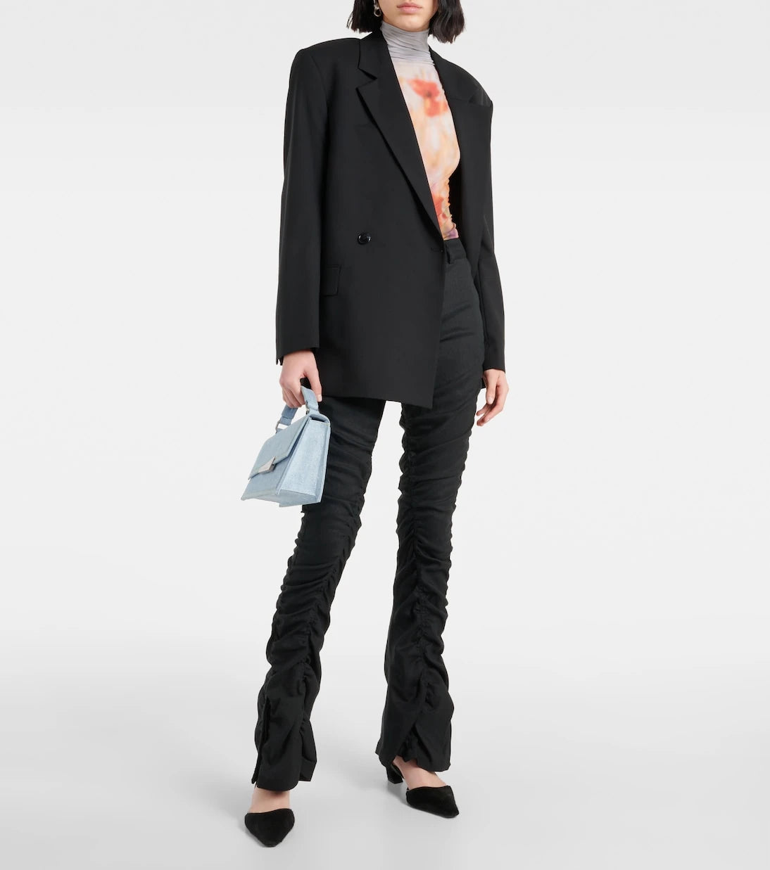 Acne Studios - بنطلون كتان واسع بقصة متوسطة الارتفاع