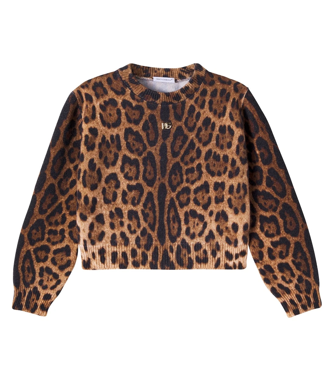 Dolce&Gabbana Kids - كنزة صوف جاكار بطبعة جلد الفهد من DG