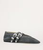 Le Monde Beryl Grey Suede Buckled Claudia Ballet Flats