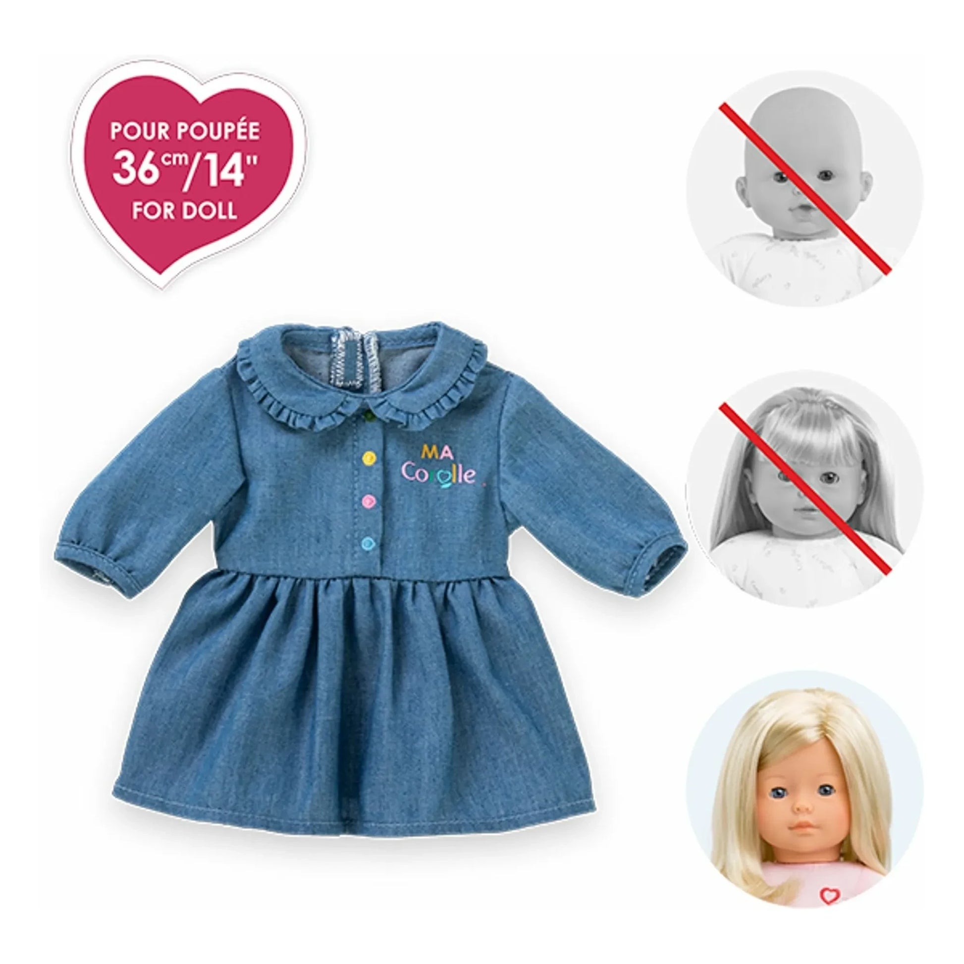 Corolle - Denim dress for 36 cm doll | Denim