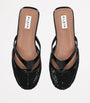 Alaïa Black Infradito Fishnet Flat Mules