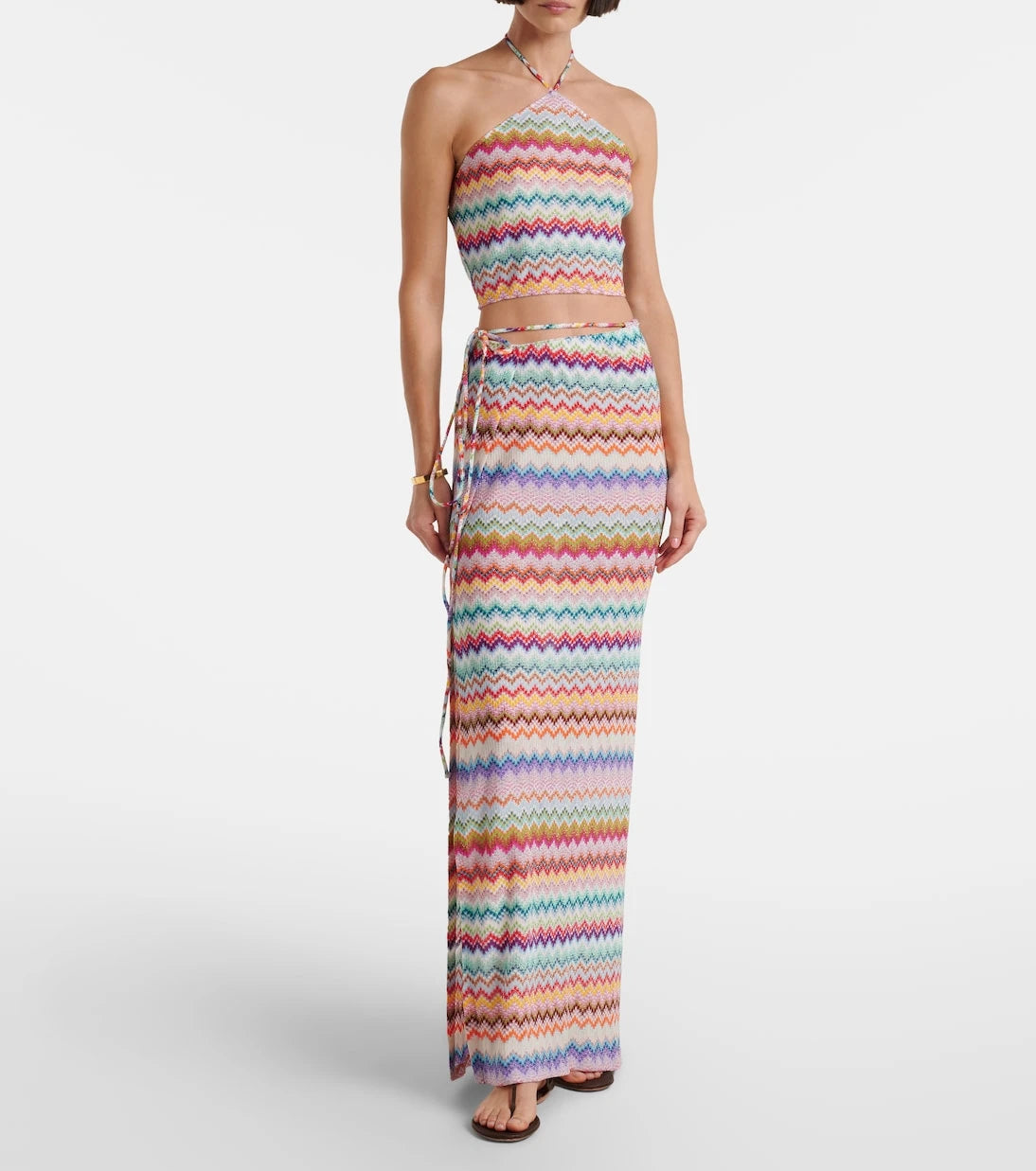 Missoni - تنورة بنمط متعرج لامعة ملفوفة