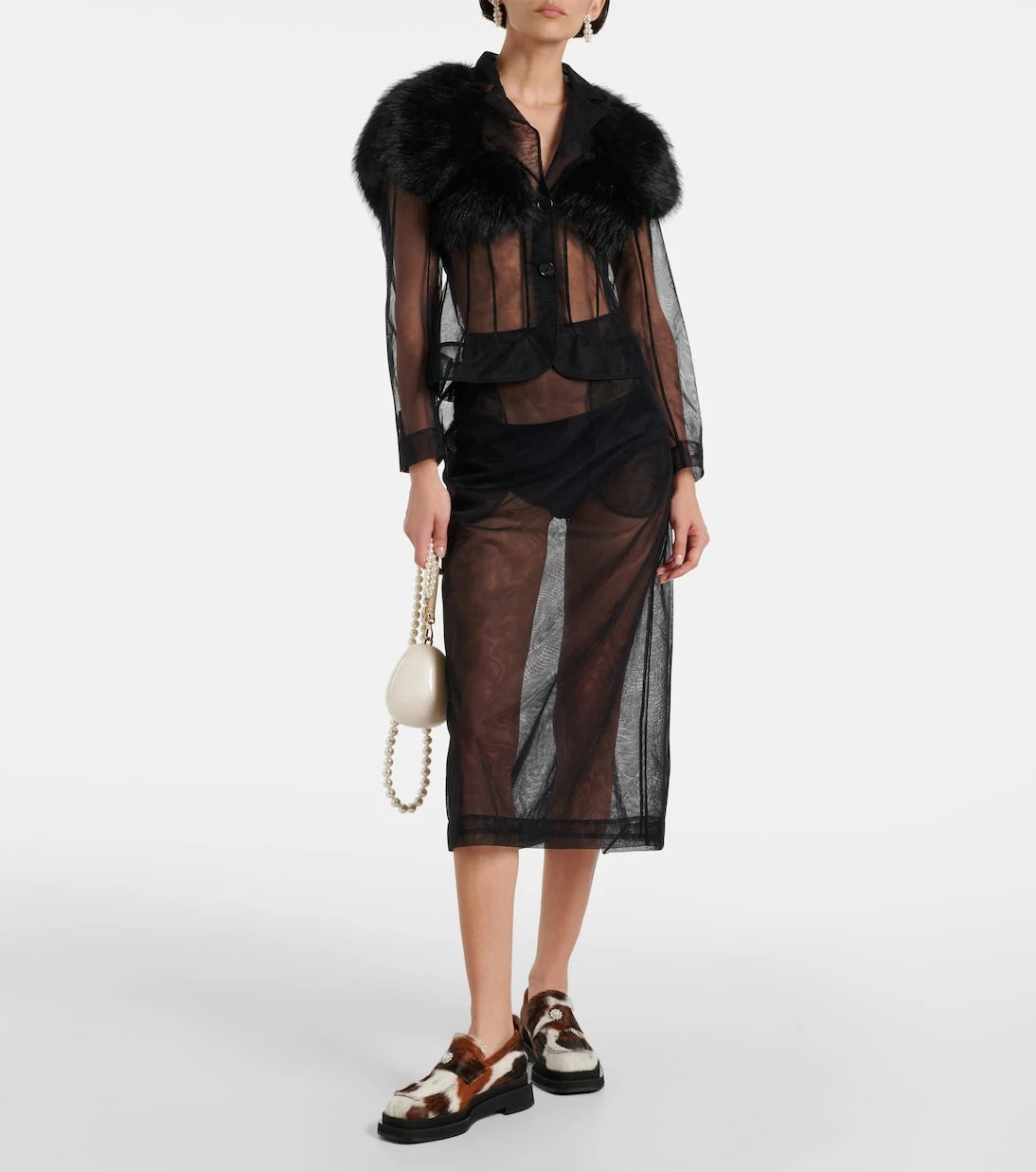 Simone Rocha - تنورة بقصة قلم الرصاص من التل الشفاف