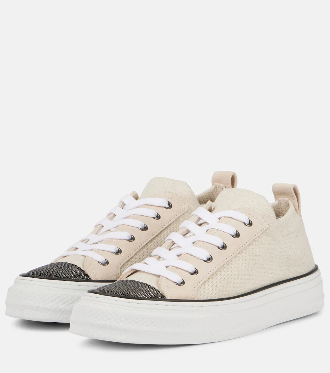 Brunello Cucinelli - Monili suede-trimmed low-top sneakers