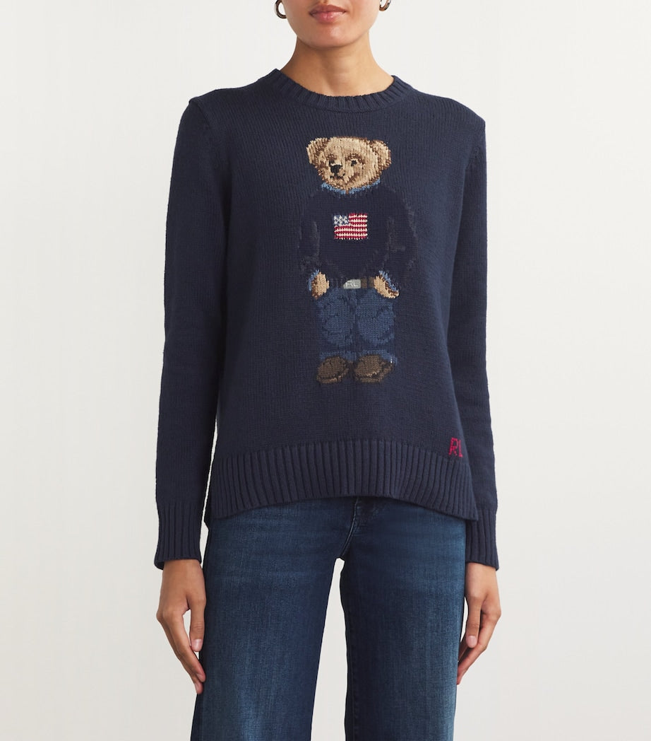 Polo Ralph Lauren Navy Cotton-Linen Polo Bear Sweater
