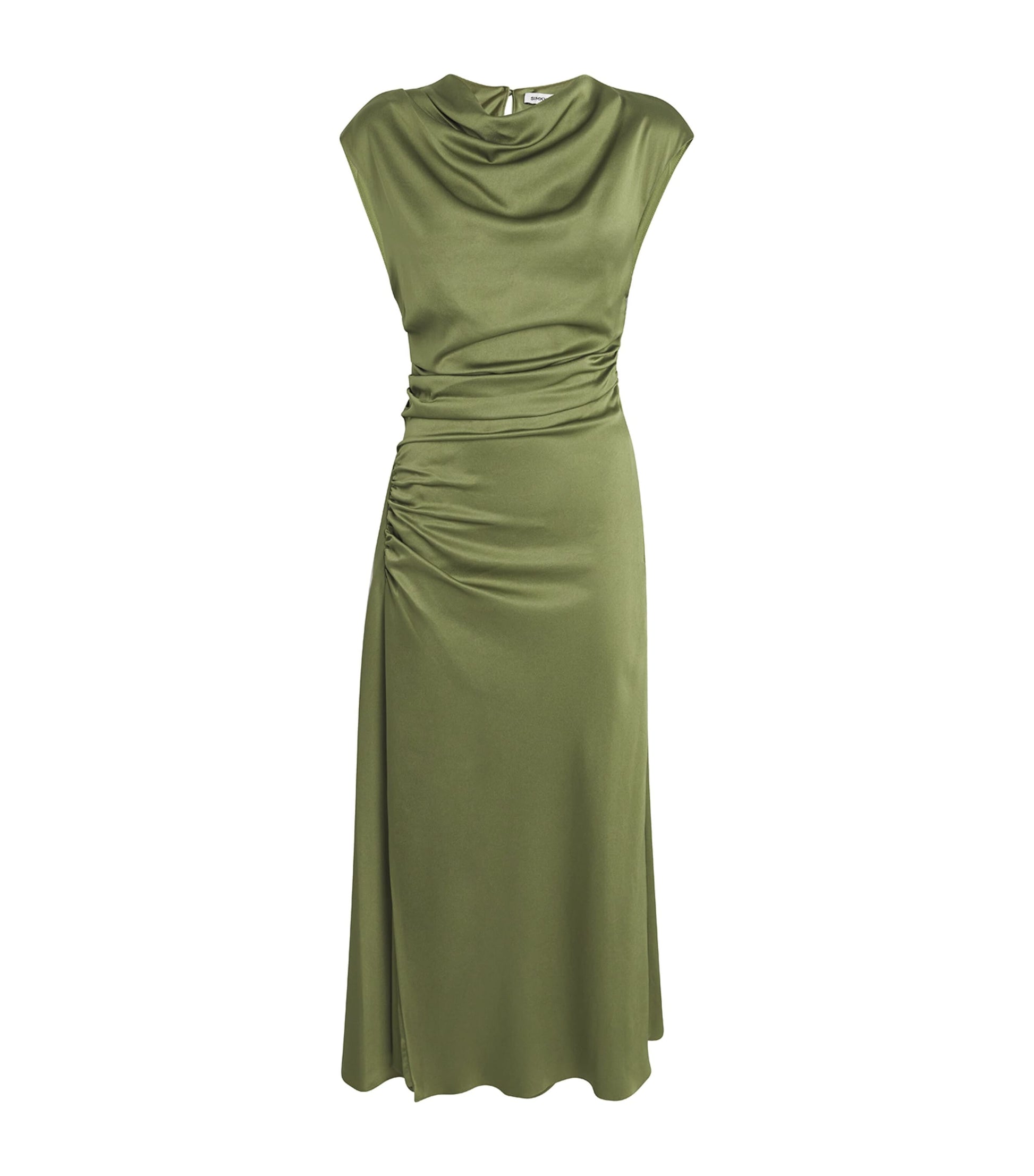 Satin Ruched Burke Midi Dress