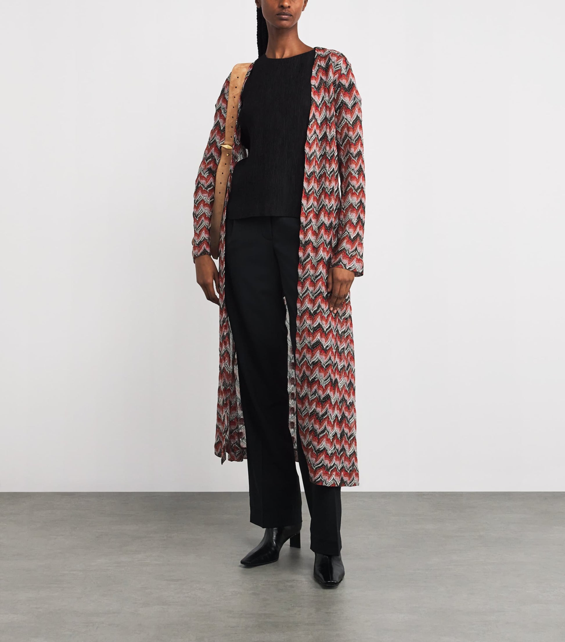 Missoni Red Zigzag Open-Front Cardigan