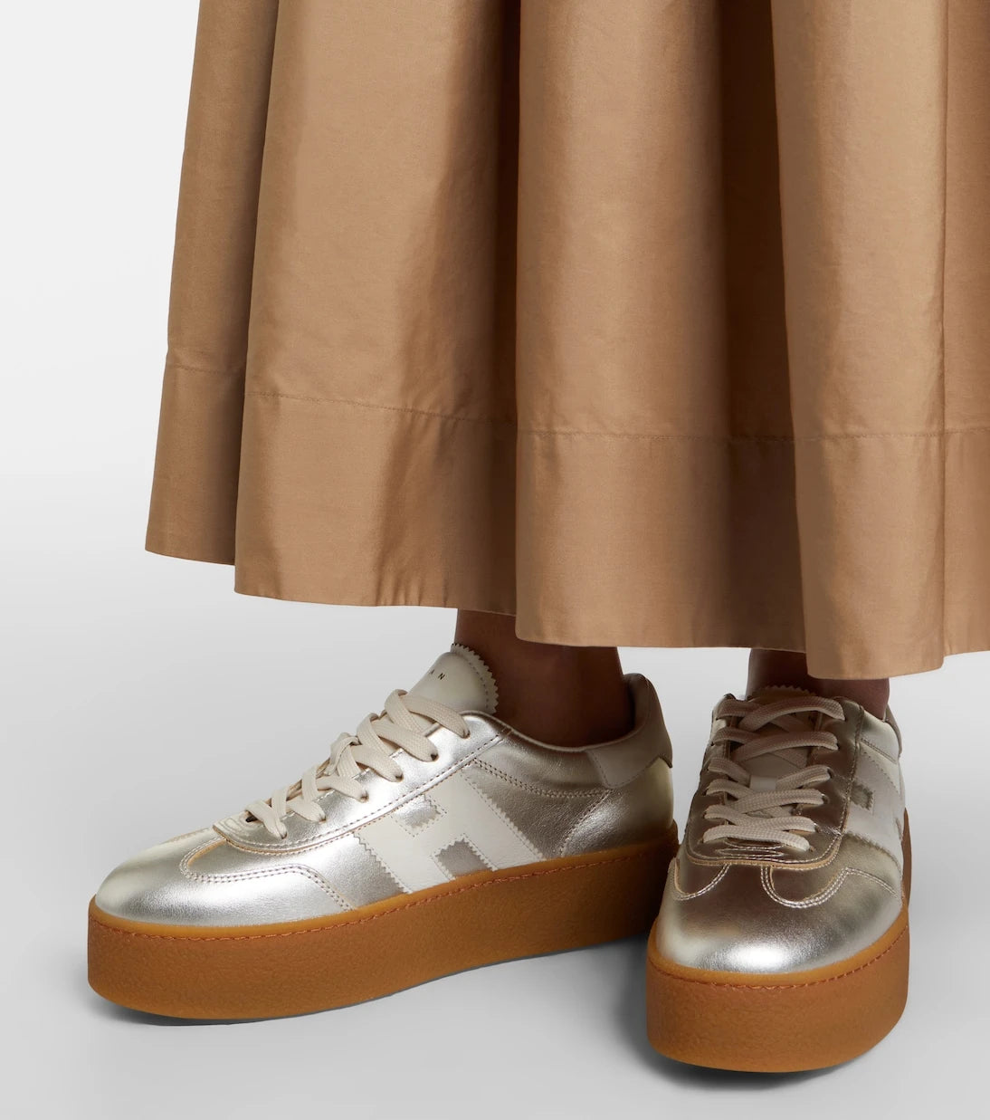 Hogan - H698 metallic leather platform sneakers