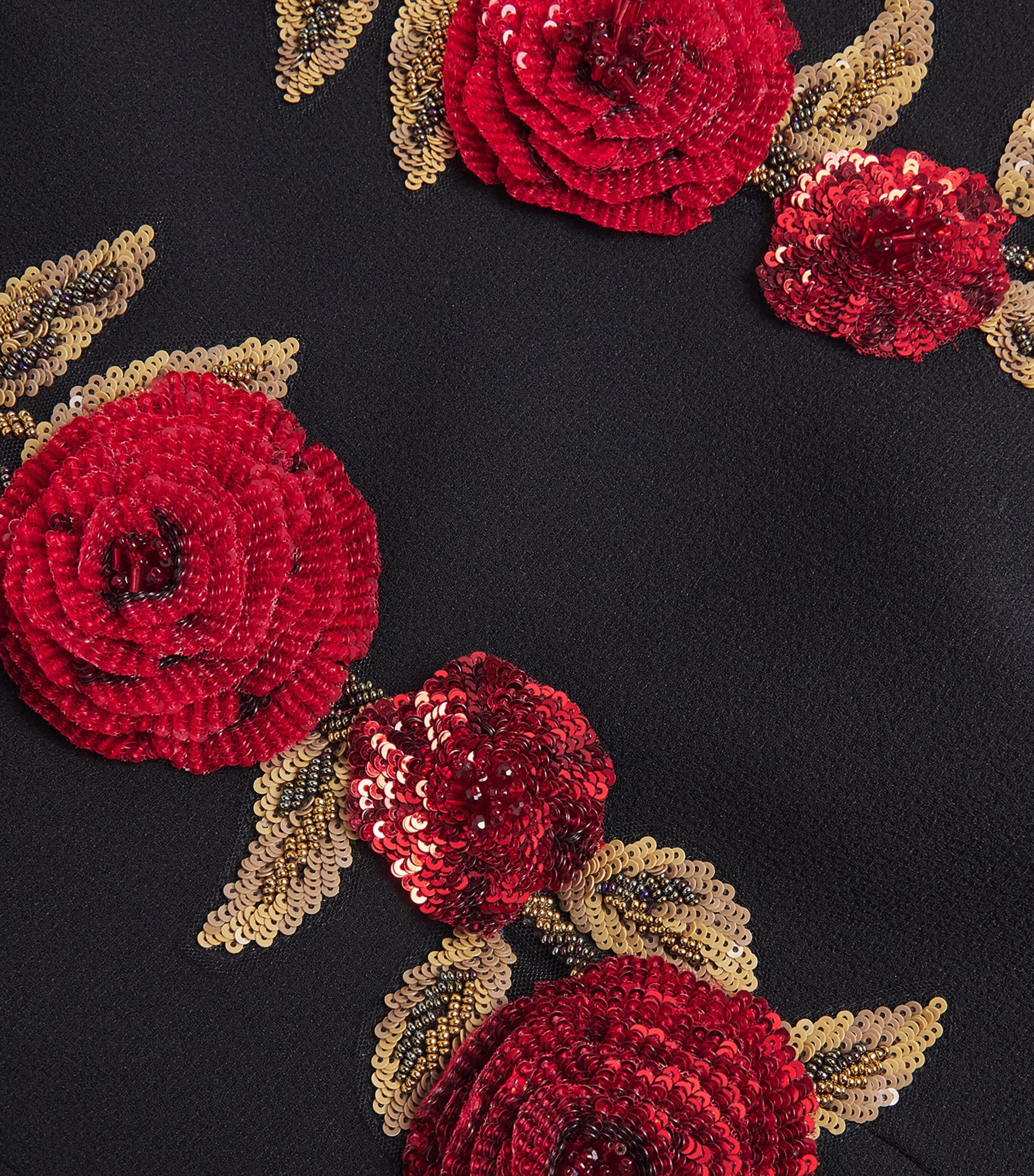 Rebecca Vallance Black Appliqué Rosetta Midi Dress