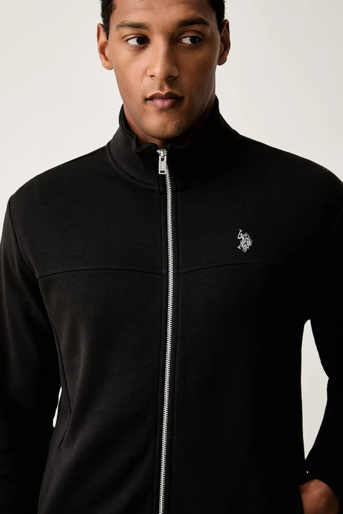 U.S. Polo Assn. pamuklu erkek fermuarlı sweatshirt LUXE DHM ZIP THROUGH FUNNEL